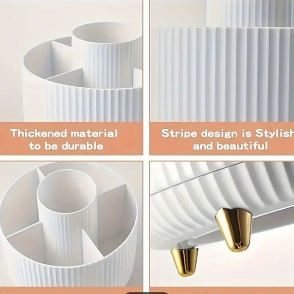 Rotating White Makeup Organizer - Picture 2 of 6